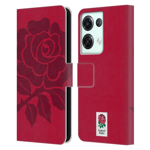 England Rugby Union 2016/17 The Rose Mono Rose Leather Book Wallet Case Cover For OPPO Reno8 Pro