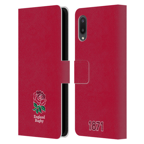 England Rugby Union 2016/17 The Rose Plain Red Leather Book Wallet Case Cover For Samsung Galaxy A02/M02 (2021)