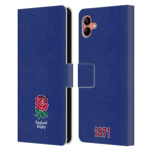 England Rugby Union 2016/17 The Rose Plain Navy Leather Book Wallet Case Cover For Samsung Galaxy A04 (2022)