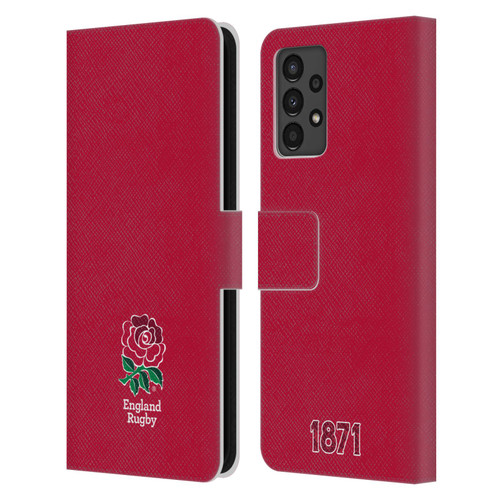 England Rugby Union 2016/17 The Rose Plain Red Leather Book Wallet Case Cover For Samsung Galaxy A13 (2022)