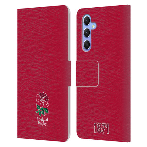 England Rugby Union 2016/17 The Rose Plain Red Leather Book Wallet Case Cover For Samsung Galaxy A34 5G