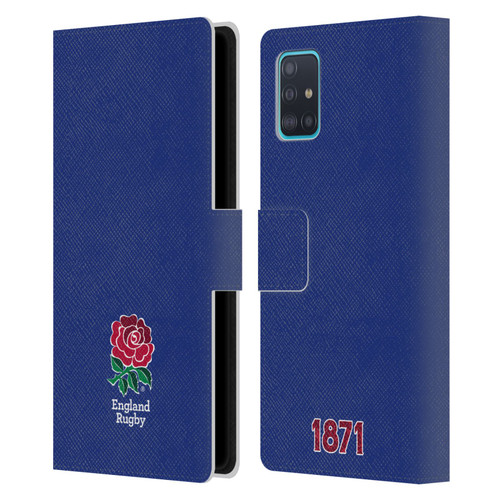 England Rugby Union 2016/17 The Rose Plain Navy Leather Book Wallet Case Cover For Samsung Galaxy A51 (2019)