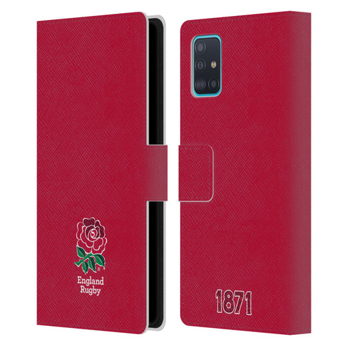 England Rugby Union 2016/17 The Rose Plain Red Leather Book Wallet Case Cover For Samsung Galaxy A51 (2019)