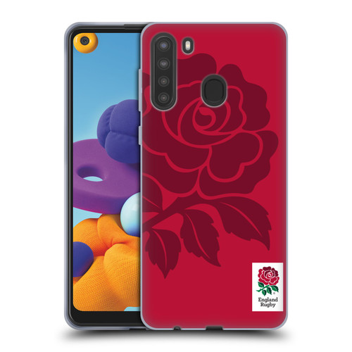 England Rugby Union 2016/17 The Rose Mono Rose Soft Gel Case for Samsung Galaxy A21 (2020)