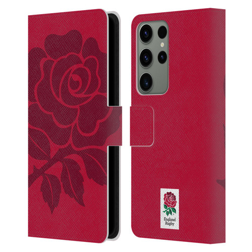 England Rugby Union 2016/17 The Rose Mono Rose Leather Book Wallet Case Cover For Samsung Galaxy S23 Ultra 5G