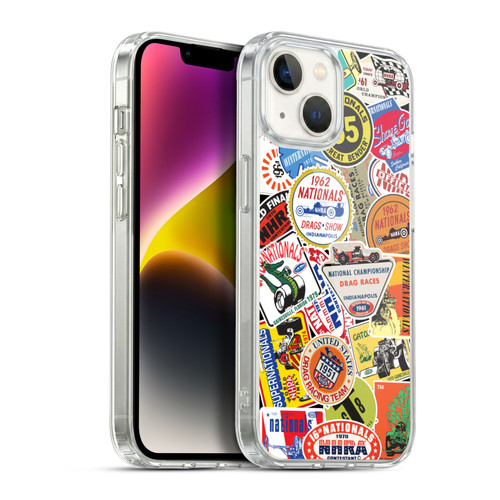 National Hot Rod Association Graphics Vintage Sticker Type Soft Gel Case for Apple iPhone 14