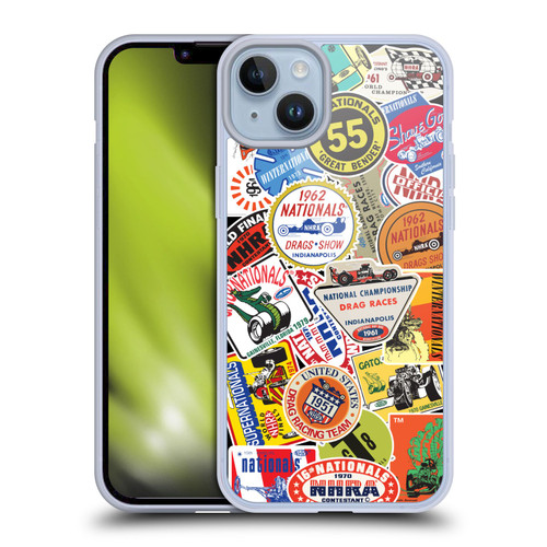 National Hot Rod Association Graphics Vintage Sticker Type Soft Gel Case for Apple iPhone 14 Plus