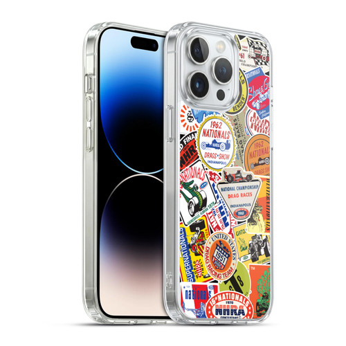 National Hot Rod Association Graphics Vintage Sticker Type Soft Gel Case for Apple iPhone 14 Pro Max & MagSafe