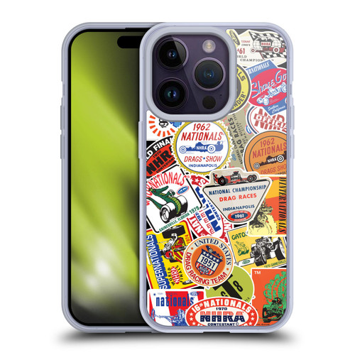 National Hot Rod Association Graphics Vintage Sticker Type Soft Gel Case for Apple iPhone 14 Pro