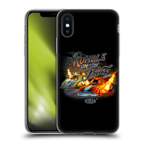 National Hot Rod Association Graphics Rumble On The Track Soft Gel Case for Apple iPhone X / iPhone XS