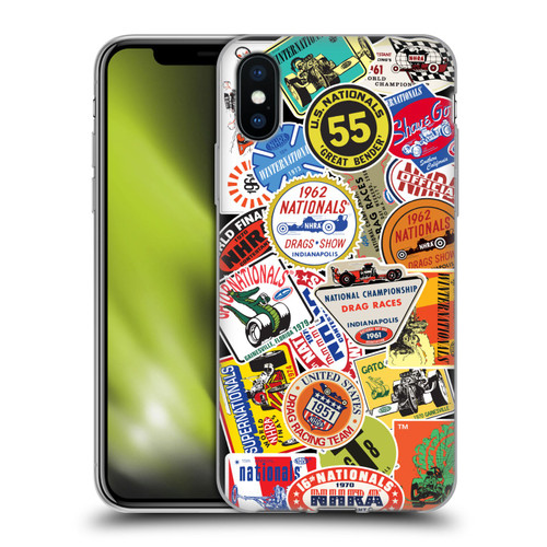 National Hot Rod Association Graphics Vintage Sticker Type Soft Gel Case for Apple iPhone X / iPhone XS