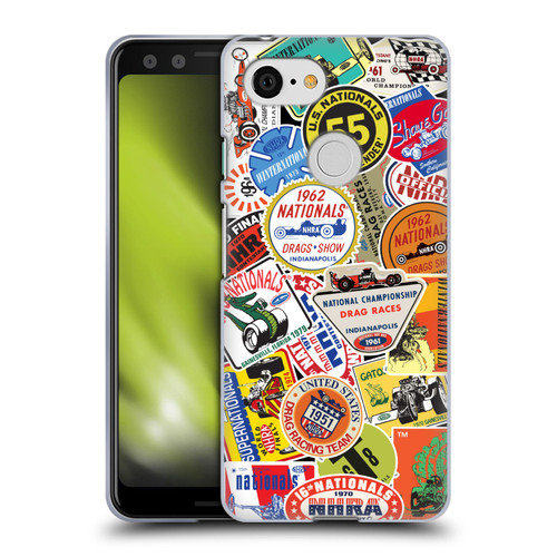 National Hot Rod Association Graphics Vintage Sticker Type Soft Gel Case for Google Pixel 3
