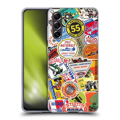 National Hot Rod Association Graphics Vintage Sticker Type Soft Gel Case for Samsung Galaxy S21 FE 5G