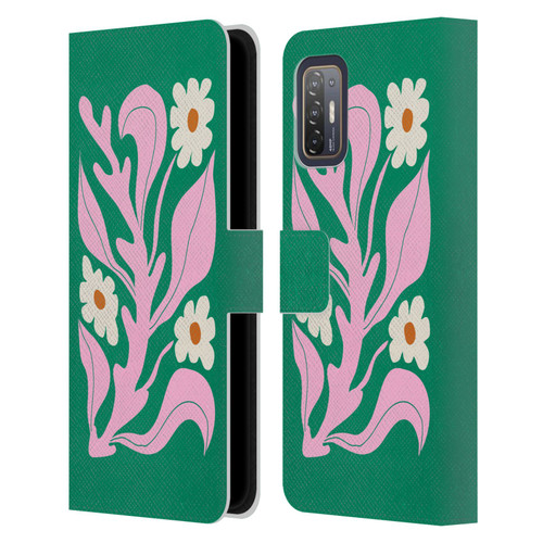 Ayeyokp Plants And Flowers Green Les Fleurs Color Leather Book Wallet Case Cover For HTC Desire 21 Pro 5G