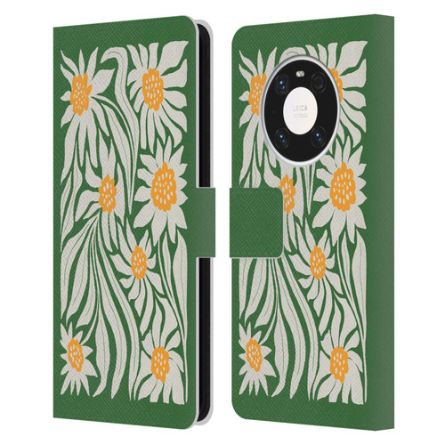Ayeyokp Plants And Flowers Sunflowers Green Leather Book Wallet Case Cover For Huawei Mate 40 Pro 5G