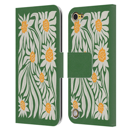 Ayeyokp Plants And Flowers Sunflowers Green Leather Book Wallet Case Cover For Apple iPod Touch 5G 5th Gen