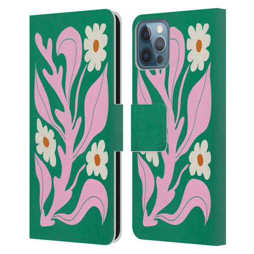 Ayeyokp Plants And Flowers Green Les Fleurs Color Leather Book Wallet Case Cover For Apple iPhone 12 / iPhone 12 Pro