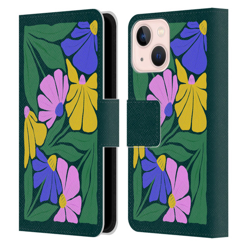 Ayeyokp Plants And Flowers Summer Foliage Flowers Matisse Leather Book Wallet Case Cover For Apple iPhone 13 Mini
