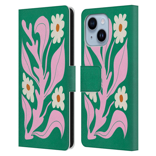 Ayeyokp Plants And Flowers Green Les Fleurs Color Leather Book Wallet Case Cover For Apple iPhone 14 Plus