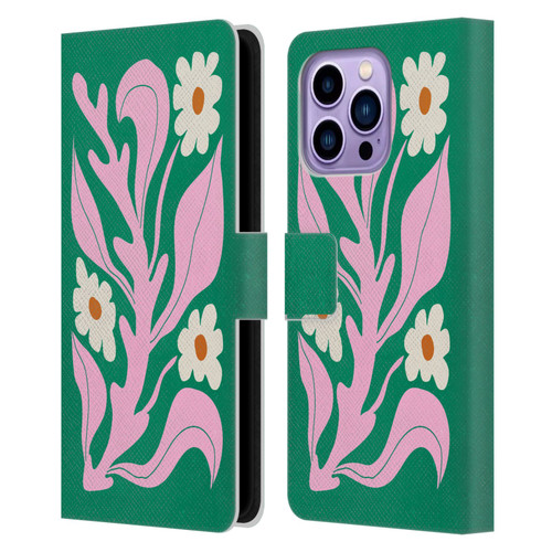 Ayeyokp Plants And Flowers Green Les Fleurs Color Leather Book Wallet Case Cover For Apple iPhone 14 Pro Max