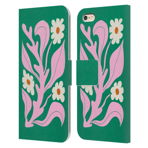 Ayeyokp Plants And Flowers Green Les Fleurs Color Leather Book Wallet Case Cover For Apple iPhone 6 Plus / iPhone 6s Plus
