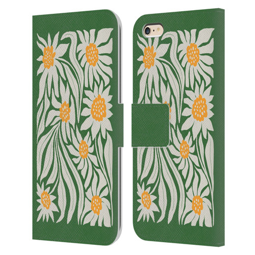 Ayeyokp Plants And Flowers Sunflowers Green Leather Book Wallet Case Cover For Apple iPhone 6 Plus / iPhone 6s Plus
