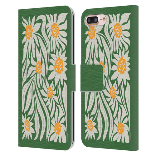 Ayeyokp Plants And Flowers Sunflowers Green Leather Book Wallet Case Cover For Apple iPhone 7 Plus / iPhone 8 Plus