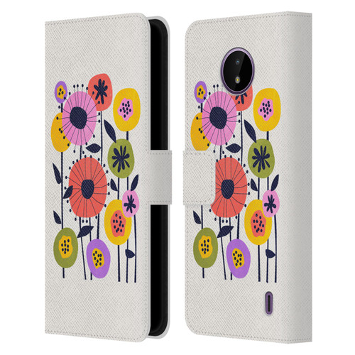 Ayeyokp Plants And Flowers Minimal Flower Market Leather Book Wallet Case Cover For Nokia C10 / C20