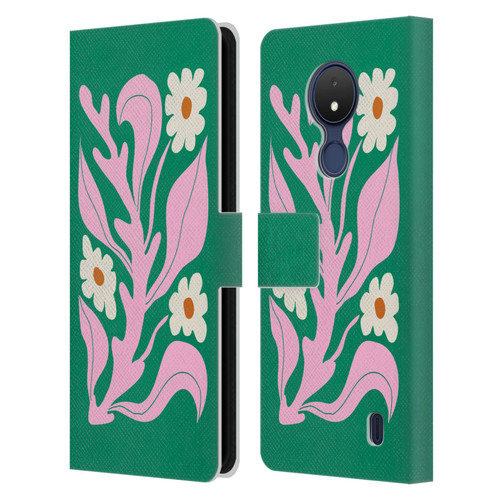 Ayeyokp Plants And Flowers Green Les Fleurs Color Leather Book Wallet Case Cover For Nokia C21