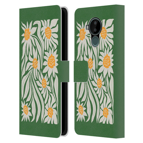 Ayeyokp Plants And Flowers Sunflowers Green Leather Book Wallet Case Cover For Nokia C30