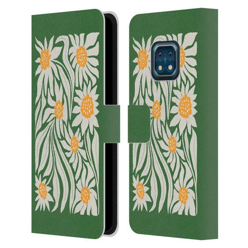 Ayeyokp Plants And Flowers Sunflowers Green Leather Book Wallet Case Cover For Nokia XR20