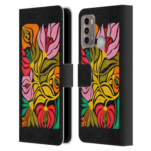 Ayeyokp Plants And Flowers Flor De Mar Flower Market Leather Book Wallet Case Cover For Motorola Moto G60 / Moto G40 Fusion
