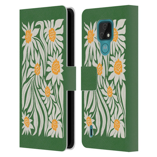 Ayeyokp Plants And Flowers Sunflowers Green Leather Book Wallet Case Cover For Motorola Moto E7