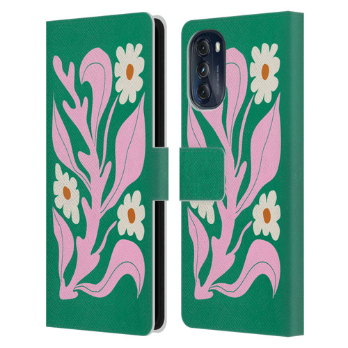 Ayeyokp Plants And Flowers Green Les Fleurs Color Leather Book Wallet Case Cover For Motorola Moto G (2022)