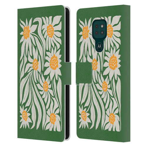 Ayeyokp Plants And Flowers Sunflowers Green Leather Book Wallet Case Cover For Motorola Moto G9 Play