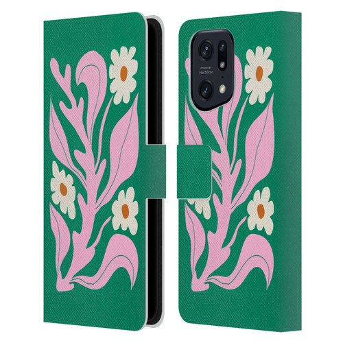 Ayeyokp Plants And Flowers Green Les Fleurs Color Leather Book Wallet Case Cover For OPPO Find X5 Pro