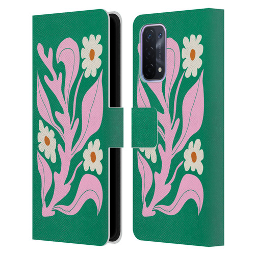 Ayeyokp Plants And Flowers Green Les Fleurs Color Leather Book Wallet Case Cover For OPPO A54 5G