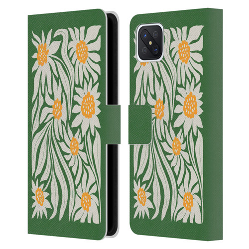 Ayeyokp Plants And Flowers Sunflowers Green Leather Book Wallet Case Cover For OPPO Reno4 Z 5G