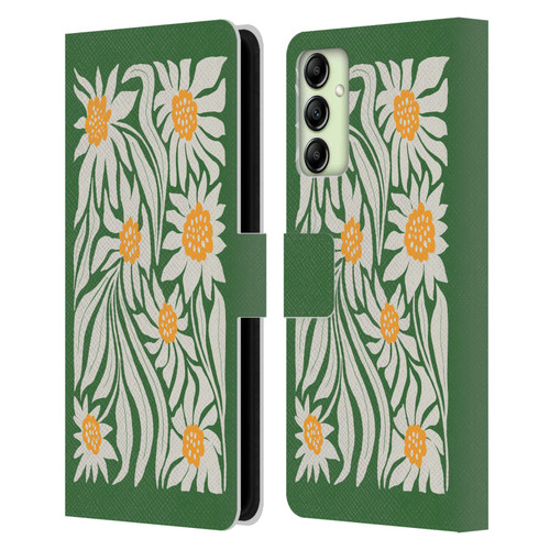 Ayeyokp Plants And Flowers Sunflowers Green Leather Book Wallet Case Cover For Samsung Galaxy A14 5G