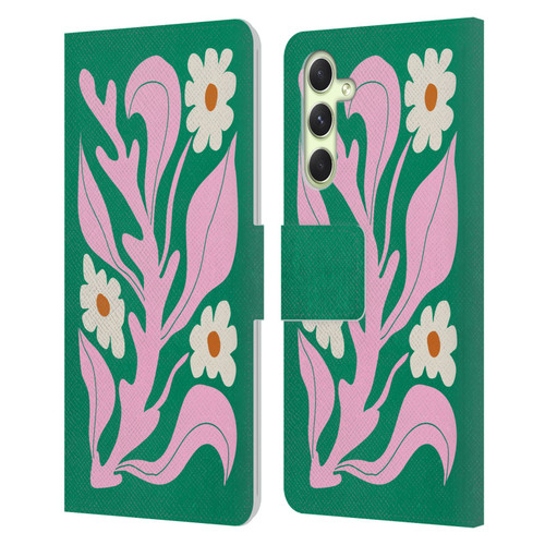 Ayeyokp Plants And Flowers Green Les Fleurs Color Leather Book Wallet Case Cover For Samsung Galaxy A54 5G