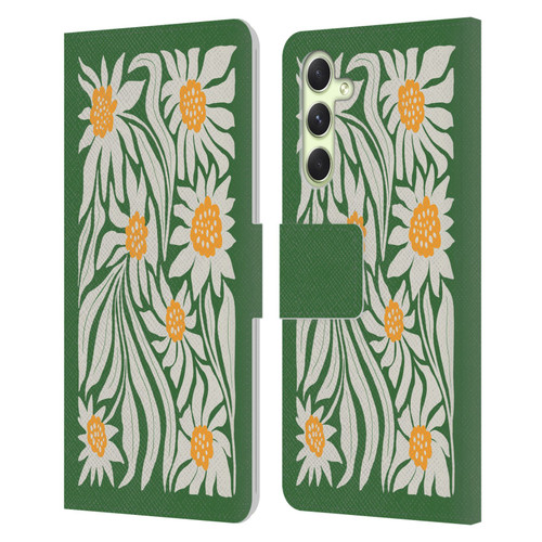 Ayeyokp Plants And Flowers Sunflowers Green Leather Book Wallet Case Cover For Samsung Galaxy A54 5G