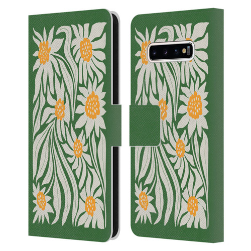 Ayeyokp Plants And Flowers Sunflowers Green Leather Book Wallet Case Cover For Samsung Galaxy S10+ / S10 Plus
