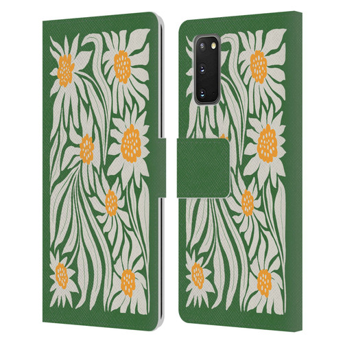Ayeyokp Plants And Flowers Sunflowers Green Leather Book Wallet Case Cover For Samsung Galaxy S20 / S20 5G