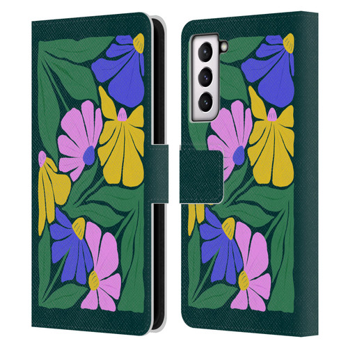 Ayeyokp Plants And Flowers Summer Foliage Flowers Matisse Leather Book Wallet Case Cover For Samsung Galaxy S21 5G