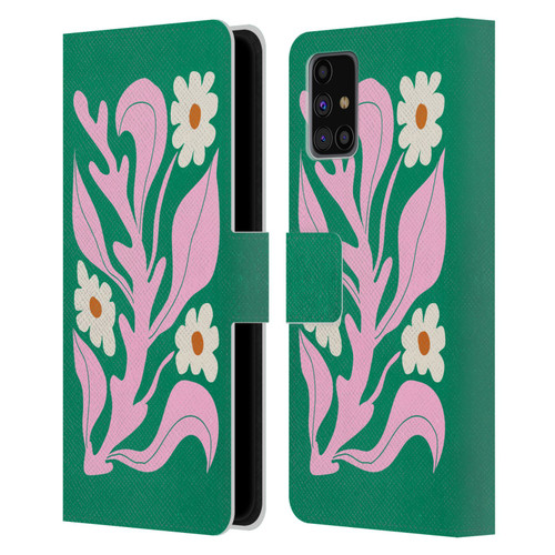 Ayeyokp Plants And Flowers Green Les Fleurs Color Leather Book Wallet Case Cover For Samsung Galaxy M31s (2020)