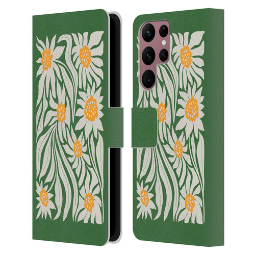 Ayeyokp Plants And Flowers Sunflowers Green Leather Book Wallet Case Cover For Samsung Galaxy S22 Ultra 5G