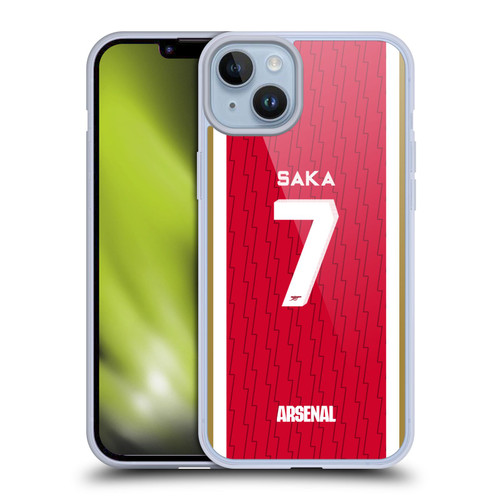 Arsenal FC 2023/24 Players Home Kit Bukayo Saka Soft Gel Case for Apple iPhone 14 Plus