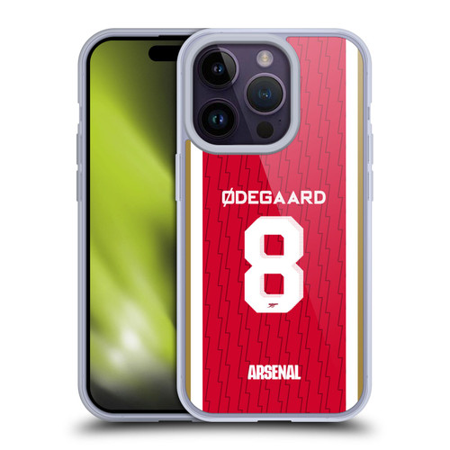 Arsenal FC 2023/24 Players Home Kit Martin Ødegaard Soft Gel Case for Apple iPhone 14 Pro