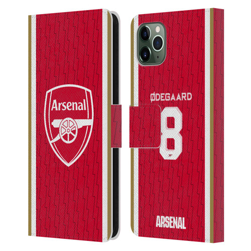 Arsenal FC 2023/24 Players Home Kit Martin Ødegaard Leather Book Wallet Case Cover For Apple iPhone 11 Pro Max