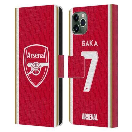 Arsenal FC 2023/24 Players Home Kit Bukayo Saka Leather Book Wallet Case Cover For Apple iPhone 11 Pro Max